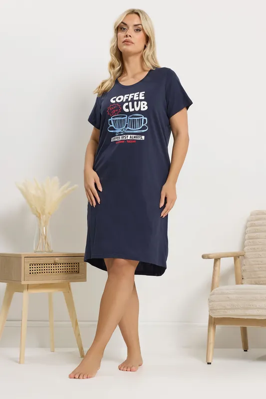 Coffee Club' Dipped Back Nightdress - Yours