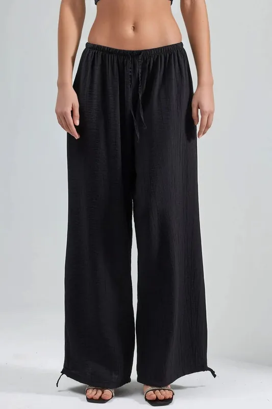 Elastic Waist Pants with Tie Detail - Busem