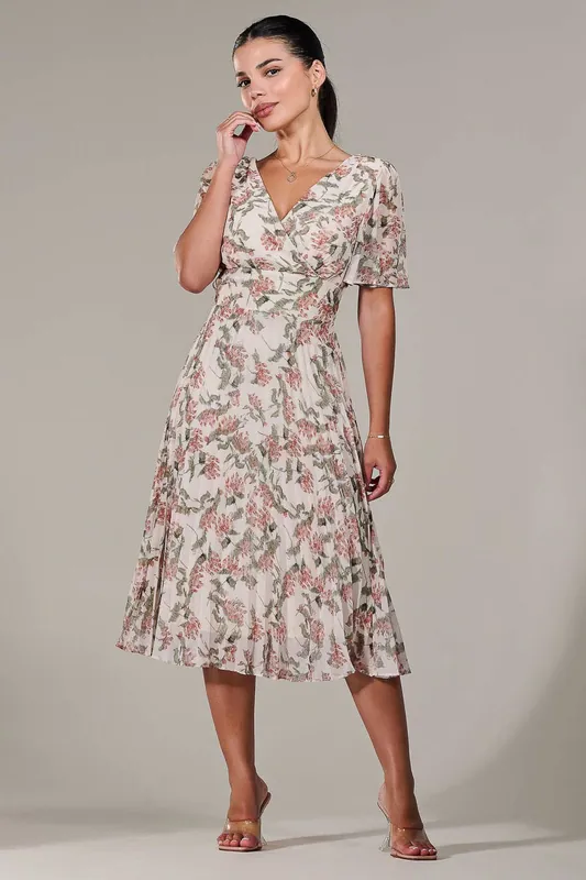 Petite Chiffon Pleated Midaxi Dress - Jolie Moi