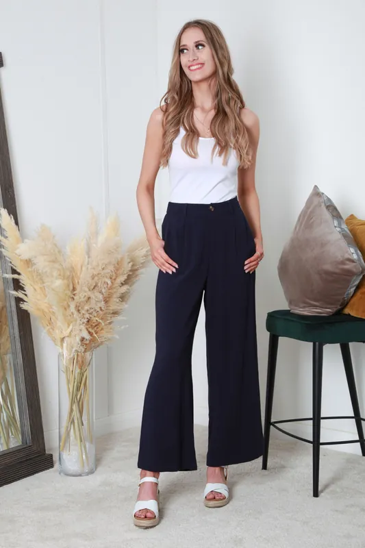 Wide Leg Elastic Back Trouser - DOUBLE SECOND