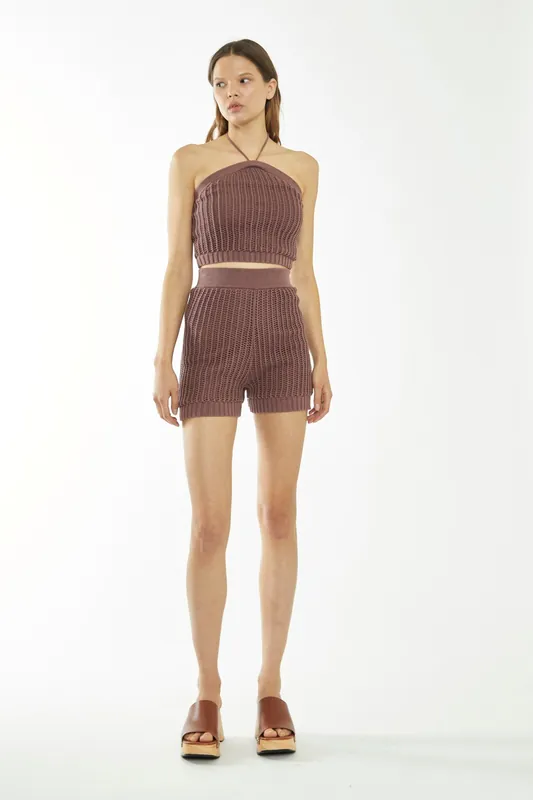 Halter-Neck-Ribbed Crop-Top