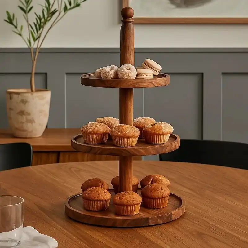 Kora Sheesham Wood Three Tier Cake Stand - Orsina