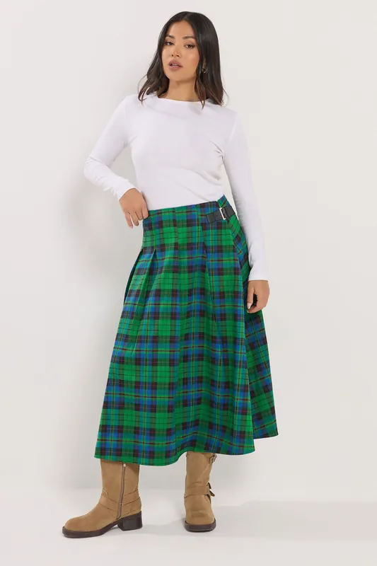 Petite Check Midi Skirt - PixieGirl