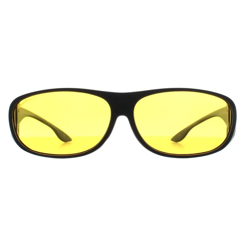 Rectangle Matte Black Yellow Polarized FO2 Fit Over Glasses Night Driving Sunglasses - montana