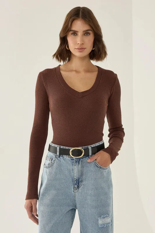 Slim Fit V-Neck Jersey Top