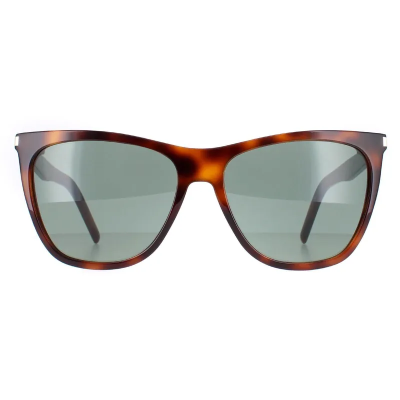 Square Shiny Medium Havana Solid Green SL 526 - Saint Laurent