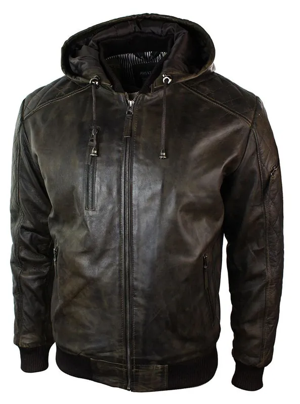 Removable Hood Quilted Bomber Jacket - TruClothing