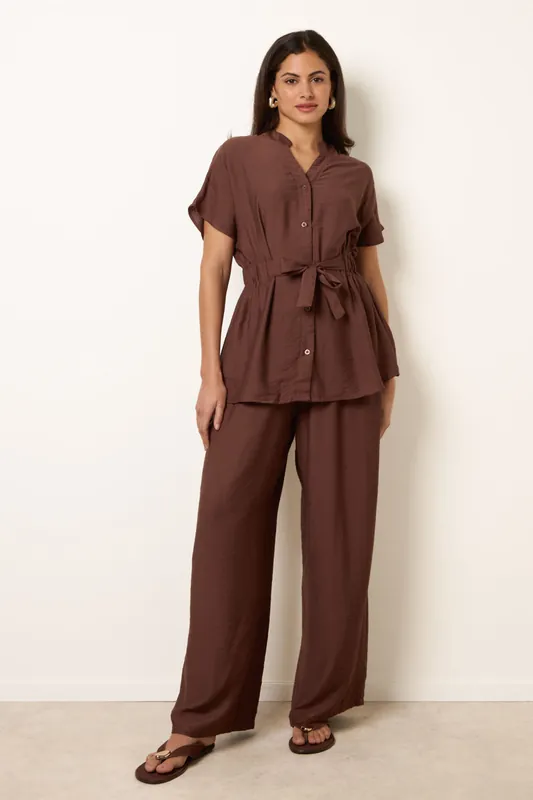 Brown Two Piece Belted Co-Ord Set