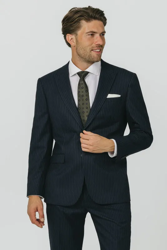 Navy Chalkstripe 2 Piece Suit - Dobell