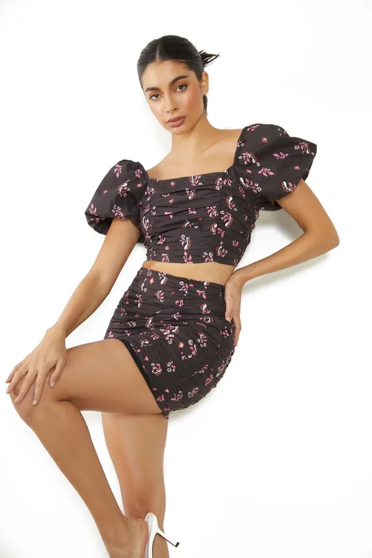 Ruched Mini Skirt - Shnoo