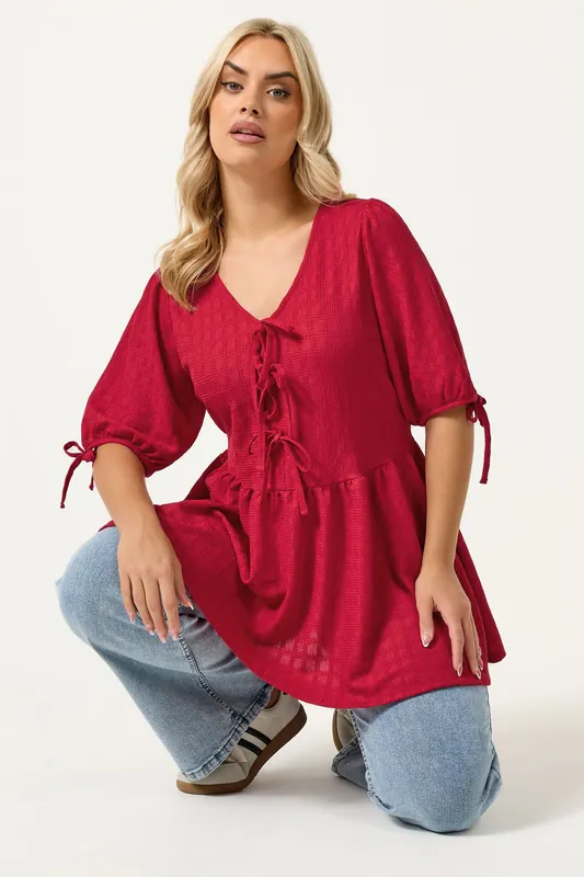 Textured Bow Tie Front Top - Yours