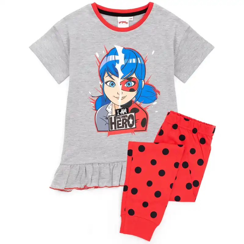 Miraculous Short Sleeve Long Leg Pyjama Set | Girls Grey | Official