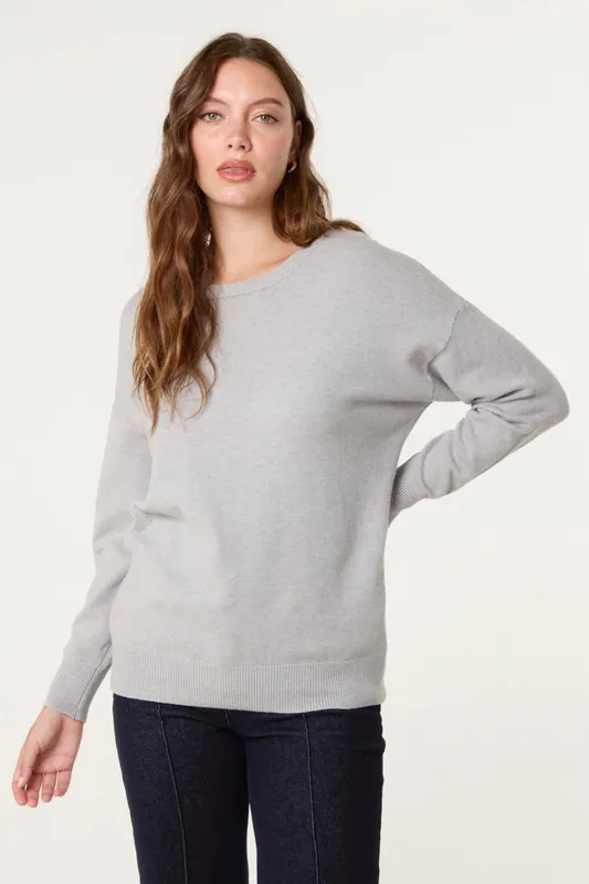 Light Grey Round Neck Jumper - Blue Vanilla