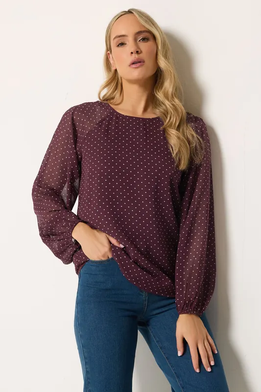 Tall Polka Dot Long Sleeve Blouse - Long Tall Sally
