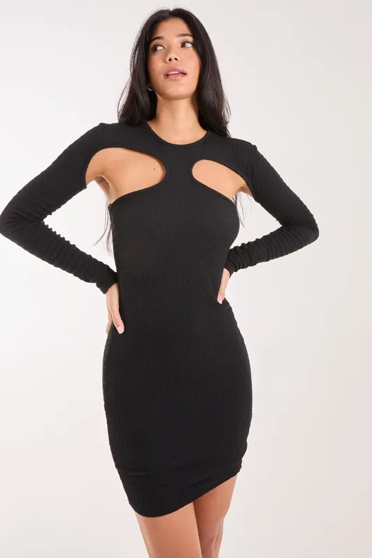 Popcorn Scoop Racer Long Sleeve Mini Dress - Pink Vanilla
