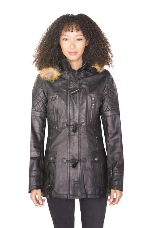 Quilted Leather Parka Jacket-Brussels