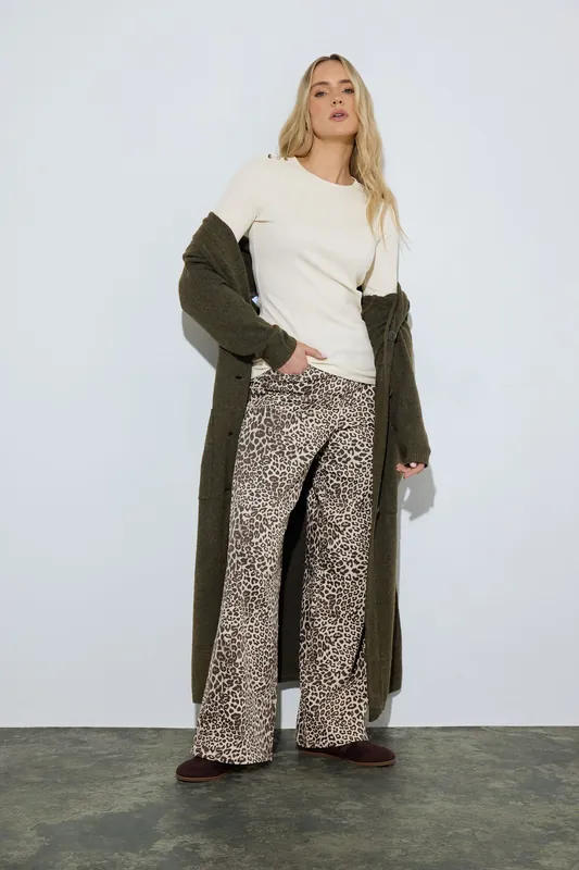 Tall Leopard Print Wide Leg Jeans - Long Tall Sally