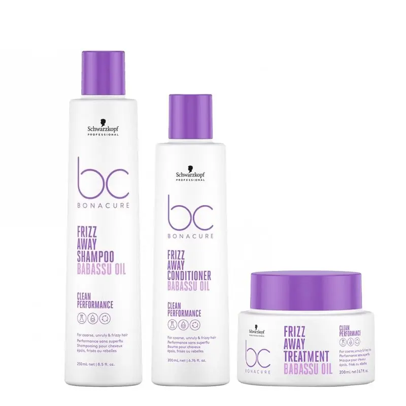 Clean Frizz Away Shampoo 250ml, BC Clean Frizz Away Conditioner 200ml & BC Clean Frizz Away Treatment 200ml Pack - Schwarzkopf
