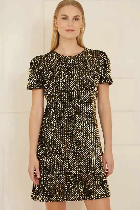 Gold Sequin Tunic Dress - Yumi