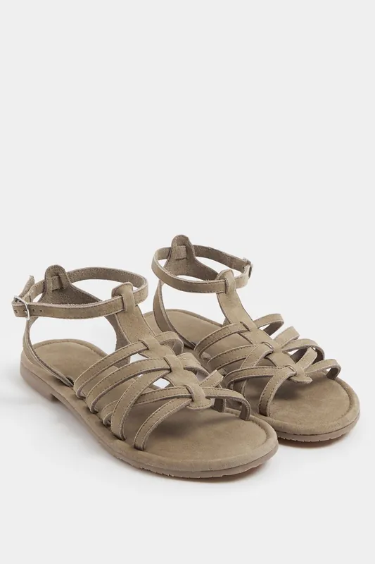 Faux Suede Gladiator Sandals in Extra Wide EEE Fit - Yours