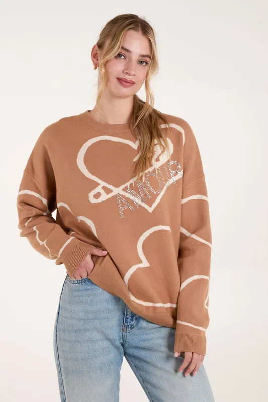 Heart Print 'Amour' Jumper - Blue Vanilla