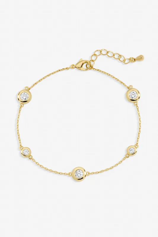 Gold Plated Cubic Zirconia Bezel Bracelet - Jon Richard