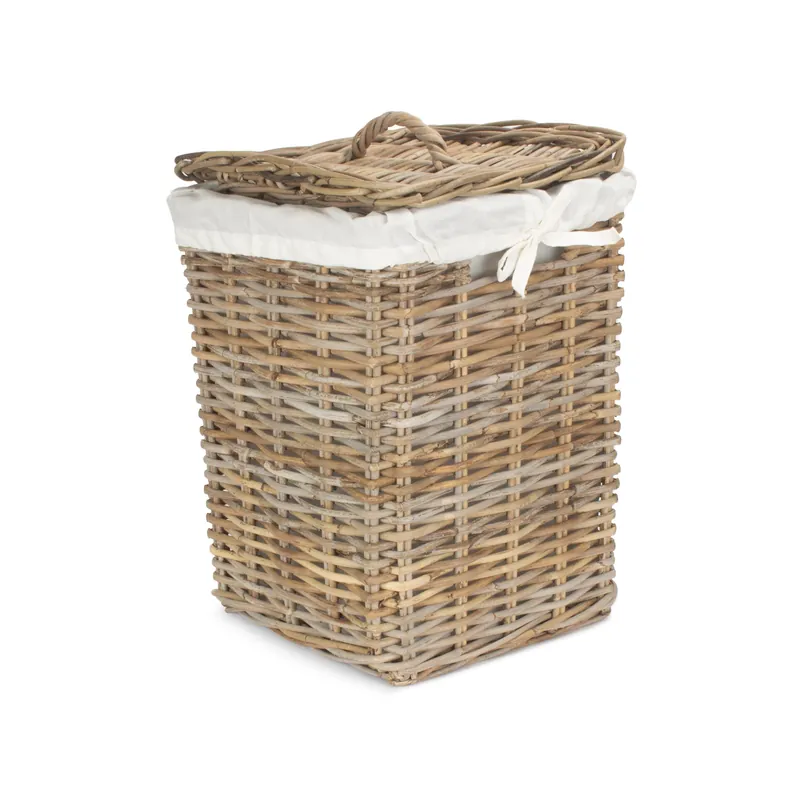 Rattan Small Square Rattan Laundry Basket - Red Hamper