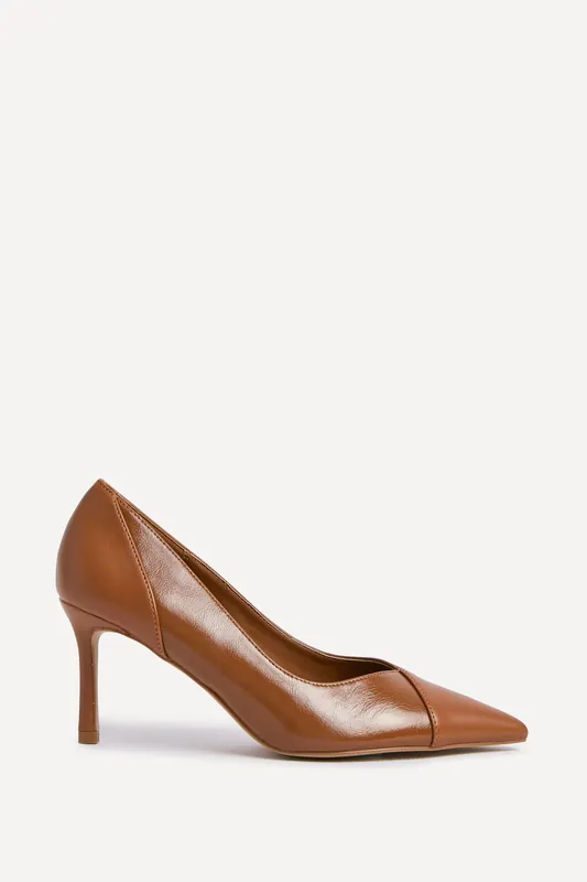 Gaia Tan Faux Leather Two Tone Court Heel - Linzi