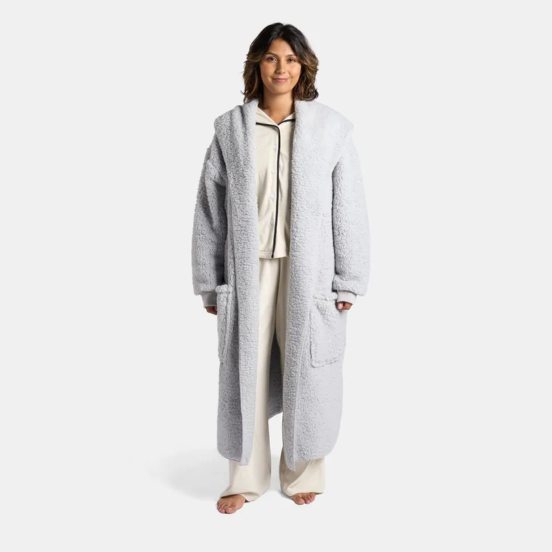 Waterfall Teddy Fleece Cardigan Open Front Wrap - Longer Length