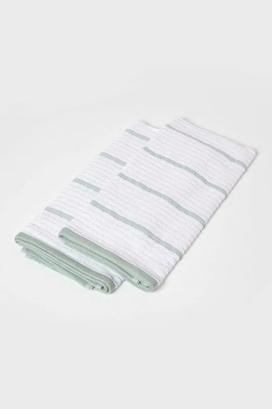 Sage Green Cotton Tea Towel Set of Two - Homescapes