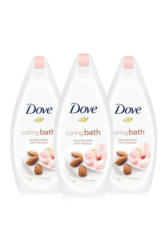 'Bath Wash' Almond Cream & Hibiscus Moisturising Cream, 3x 450ml - Dove