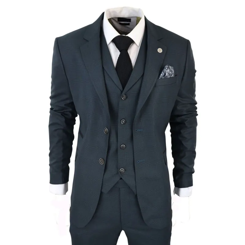 3 Piece Prince Of Wales Check Suit - Infinity Leather