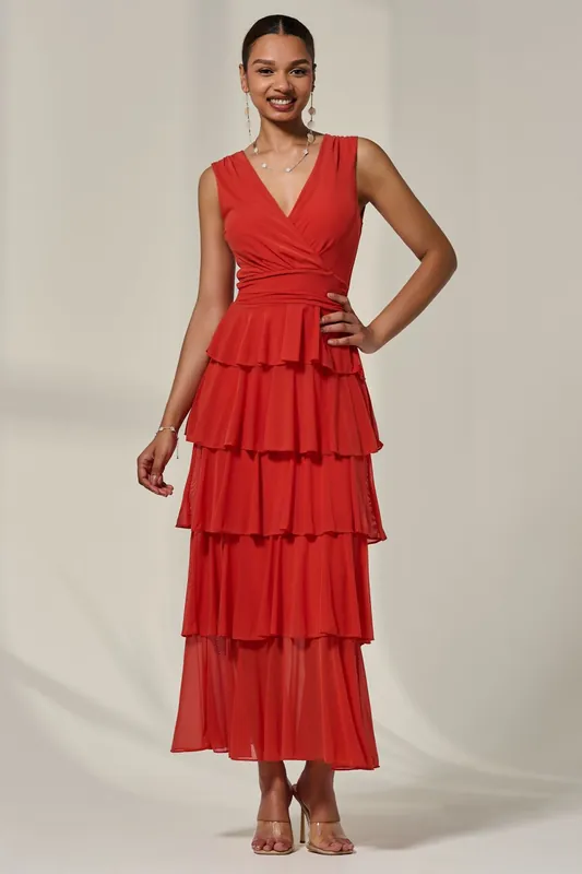 Mesh Sleeveless Tierred Maxi Dress - Jolie Moi