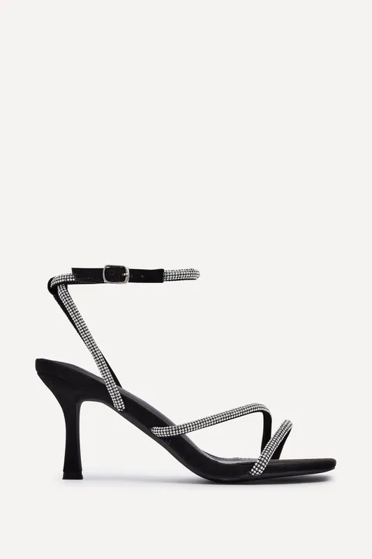 Mayfair Black Diamante Heeled Sandals - Linzi