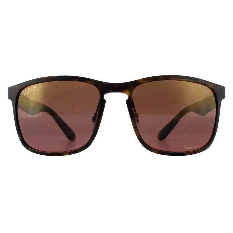 Square Matte Havana Brown Polarized Mirror Chromance RB4264 Sunglasses - Ray-Ban