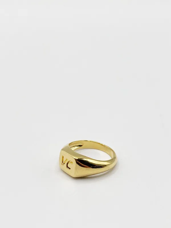 Gold VC Engraved Signet Ring - SVNX