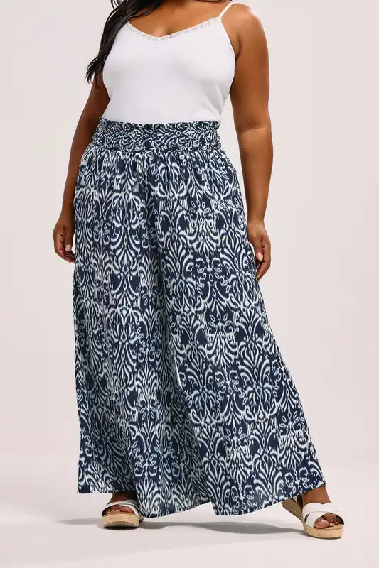 Ikat Shirred Waist Trousers - Yours