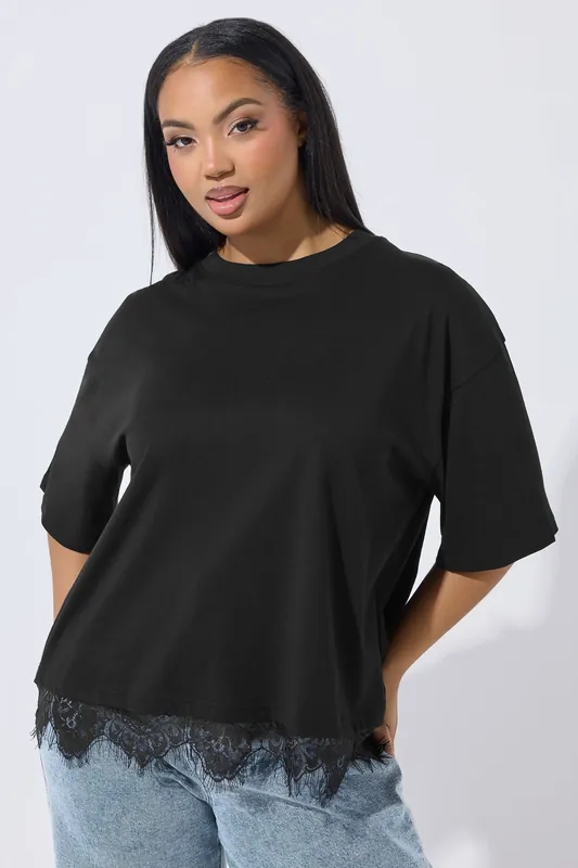 Lace Hem T-Shirt