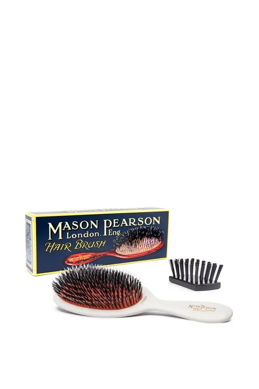 Medium Bristle & Nylon Junior Hair Brush White - Mason Pearson