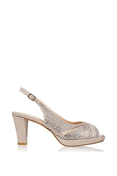 Glitter 'Linda' Low Platform Sling Back Sandal - Paradox London