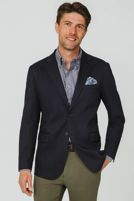 Navy Cotton Twill Jacket - Dobell