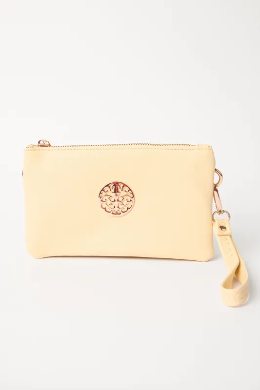 Detailed Zip Up Purse With Detachable Strap - Blue Vanilla