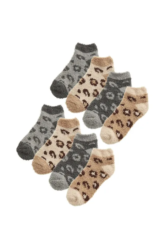 8 Pack Animal Print Low Cut Cosy Socks - Sock Snob