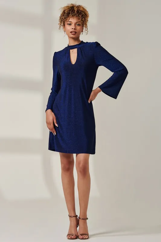 Metallic Keyhole Detail Tunic Dress - Jolie Moi