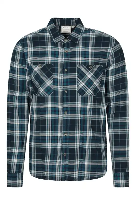 Maine' Lightweight Button Down Soft Casual Flannel Long Sleeve Shirt - Mountain Warehouse