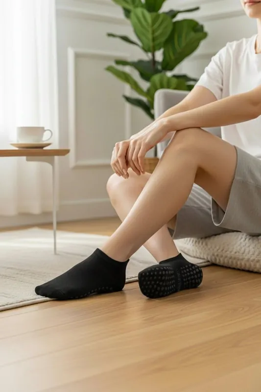 2 Pack Cotton Non Slip Yoga Knit Socks - WOVCOR