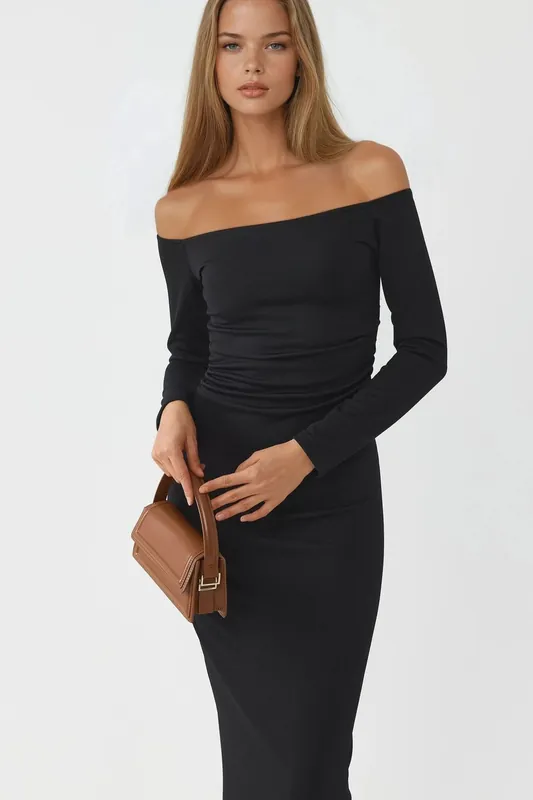 Off-Shoulder Bodycon Maxi Dress