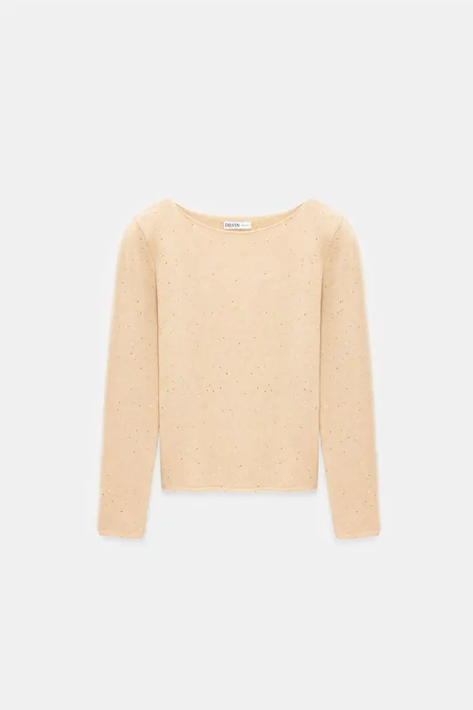 Boat Neck Sequin Knit Sweater - Dilvin