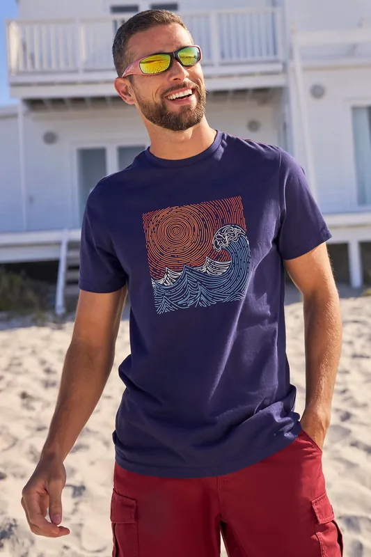 Tidal Wave' Breathable Lightweight T-Shirt Casual Short Sleeve Top