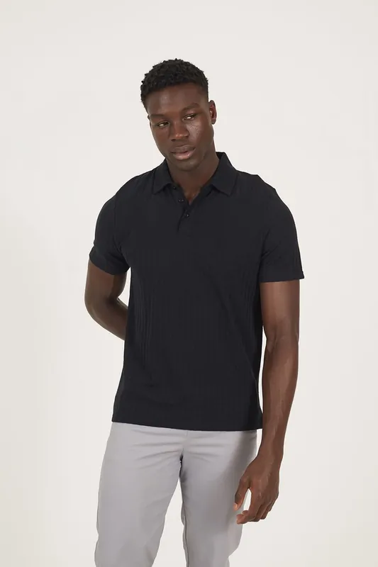 Textured Short Sleeve Polo Shirt - Brave Soul